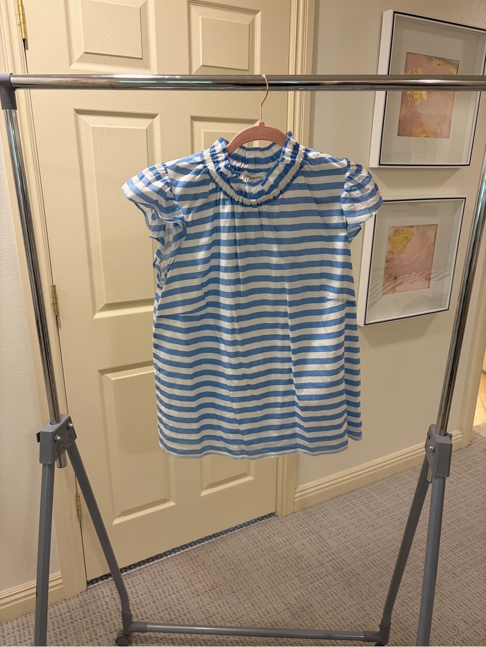 Sail to Sable Blue & White Stripe Short Sleeve Top